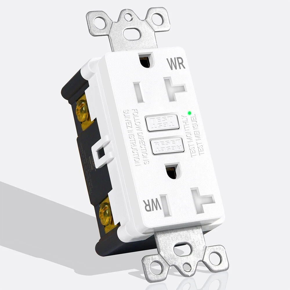 CRESTIN- 20A Amp 125Volt Gfci Gfi Slim Safety Outlet Receptacle Tr Wr W/Screwless Cover