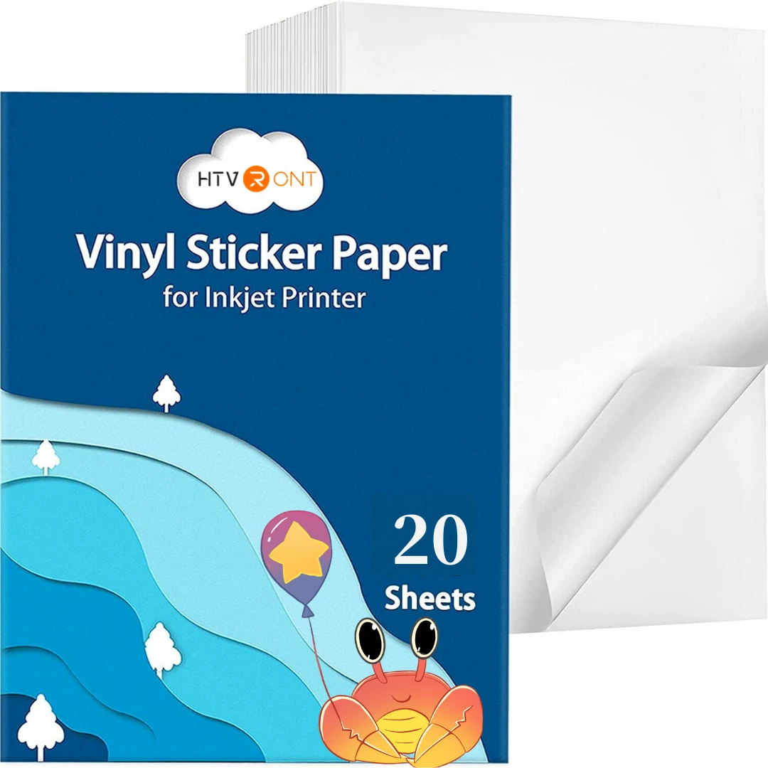 CRESTIN- 20X Printable Vinyl Sticker Paper Labels（Matte+Glossy）For Inkjet&Laser Printer