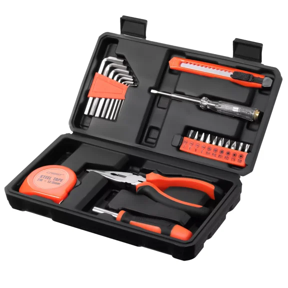 CRESTIN- 23Piece Household Tools Kit Small Basic Home Tool Set With Plastic Toolbox Great