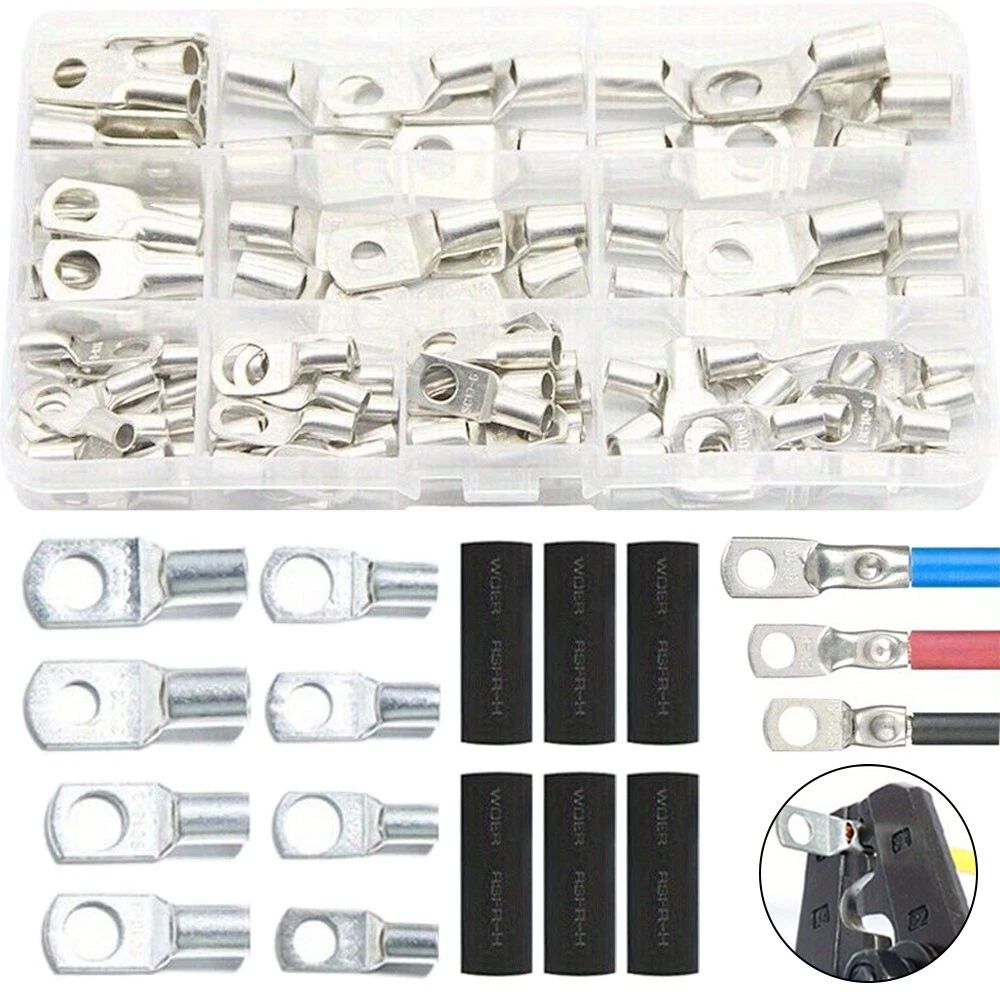 CRESTIN- 240Pcs Cable Lugs Battery Copper Ring Crimp Terminals Electrical Wire Connectors