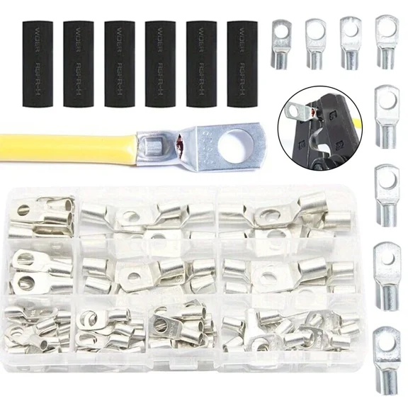 CRESTIN- 240Pcs Copper Ring Battery Cable Lugs Crimp Terminals Electrical Wire Connectors