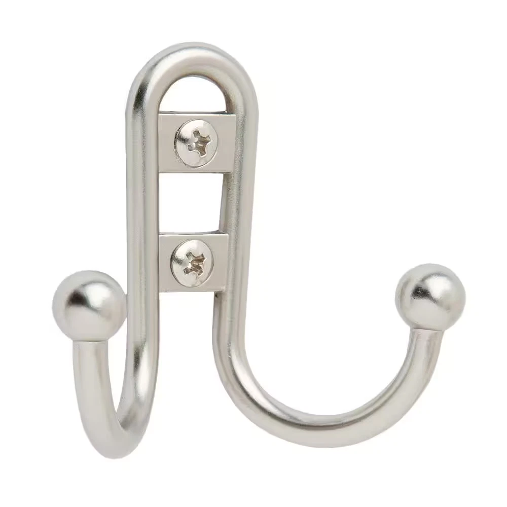 CRESTIN- 25 Lbs. Double-Prong Robe J-Hook Brushed Nickel