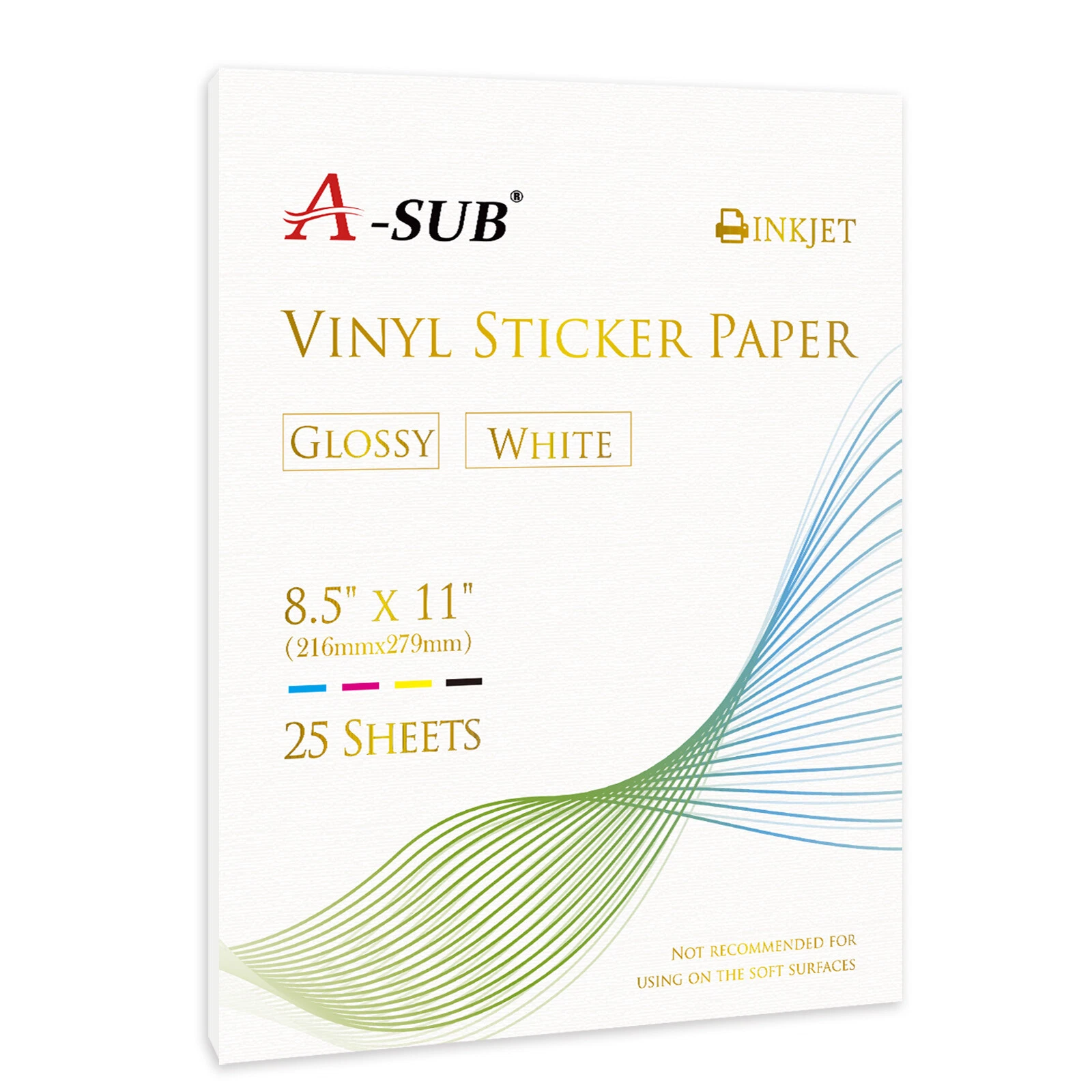 CRESTIN- 25 Pk Waterproof Printable Vinyl Sticker Paper For Inkjet Printers Glossy White