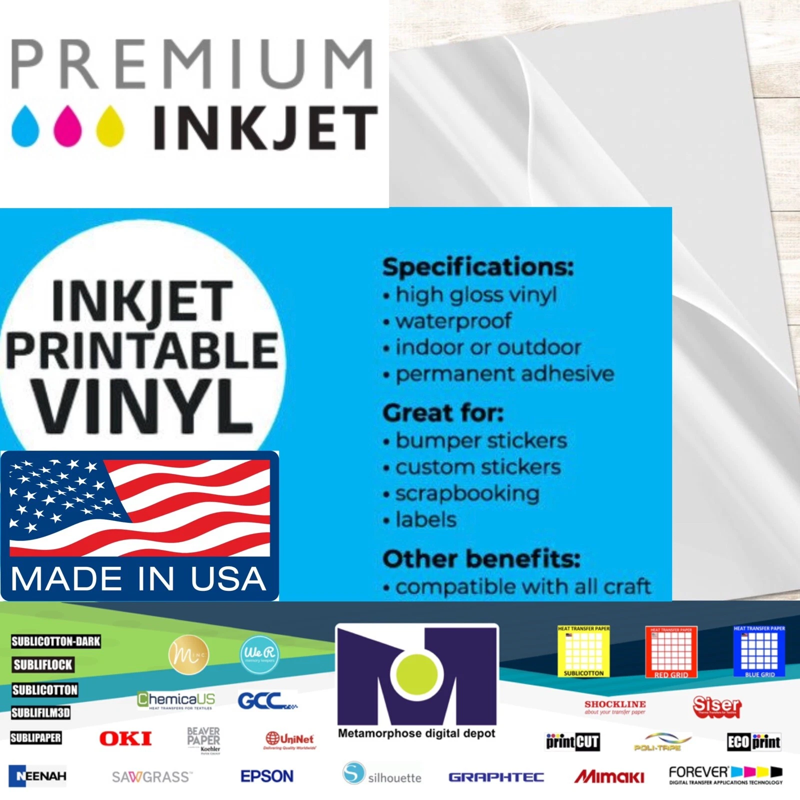 CRESTIN- 25 Sh Ink Jet Printable Vinyl Clear Sticker Paper Waterproof Label For Printer
