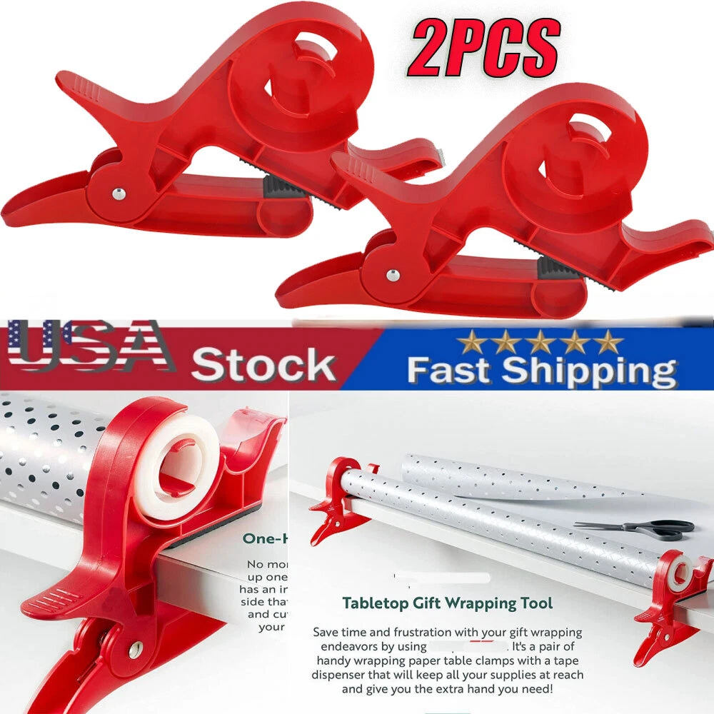 CRESTIN- 2Pc Wrap Buddies Wrapping Tool Wrap Clips Tape Dispenser Paper Roll Holder Clips