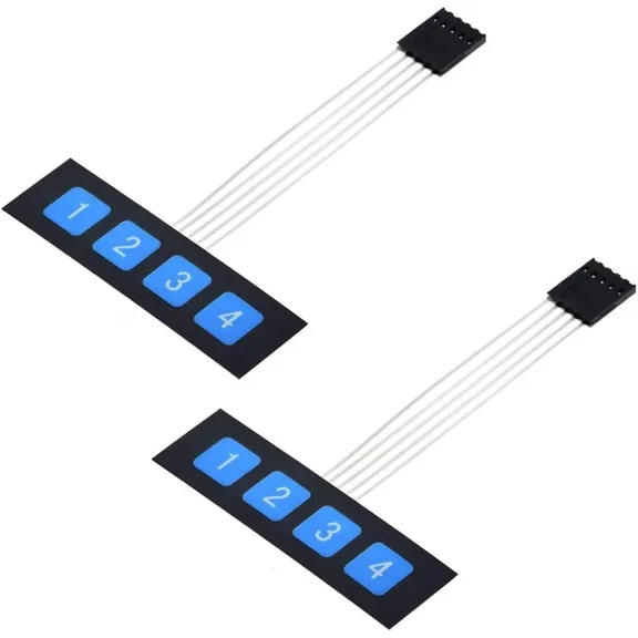 CRESTIN- 2Pcs 1X4 Matrix Array 4 Key Membrane Switch Keypad Keyboard 4 Keys