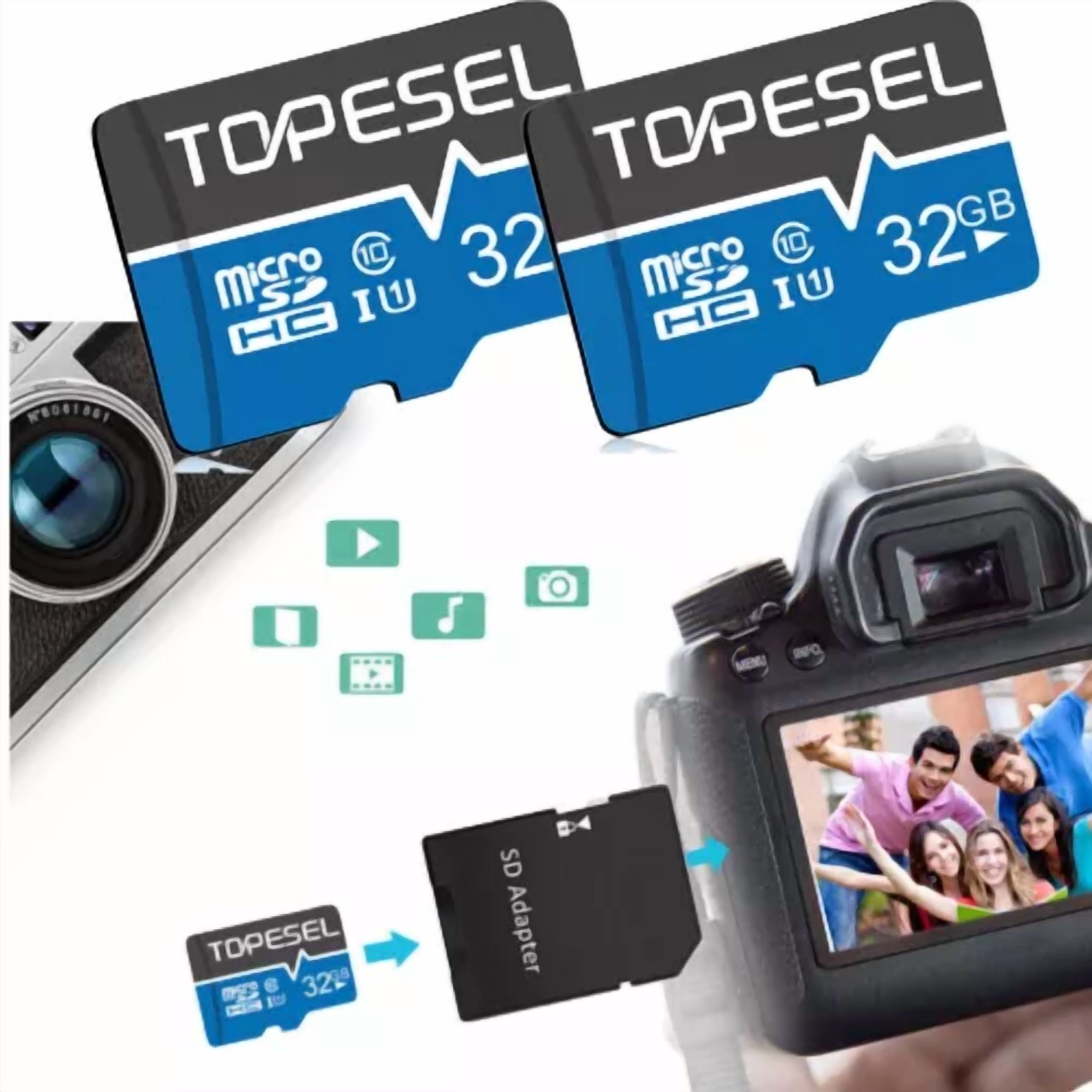CRESTIN- 2Pcs 32Gb Memory Tf Micro Sd Card Class 10 High Speed Micro Sd For Camera Phone