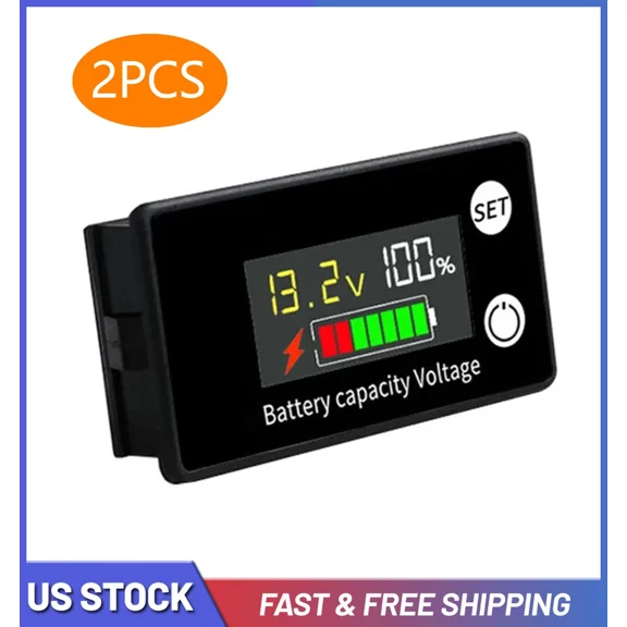 CRESTIN- 2Pcs Battery Capacity Indicator Dc 8V-100V Voltmeter Voltage Meter Monitor Gauge