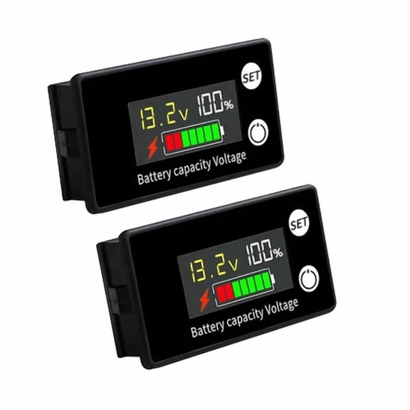 CRESTIN- 2Pcs Battery Capacity Indicator Dc 8V-100V Voltmeter Voltage Meter Monitor Gauge