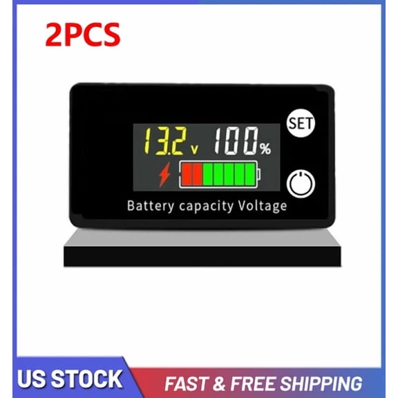 CRESTIN- 2Pcs Battery Capacity Indicator Voltmeter Voltage Meter Tester Monitor 8V-100V