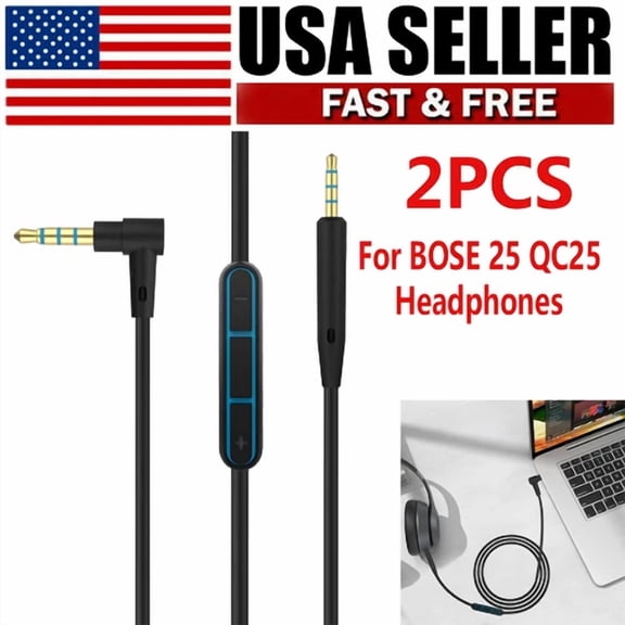 CRESTIN- 2Pcs Replacement Audio Cable Wire Cord W/Mic For Bose 25 Qc25 Headphones