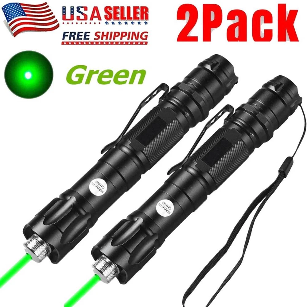 CRESTIN- 2X 6000Miles Green Laser Pointer Star Visible Beam Light Rechargeable Lazer Pen