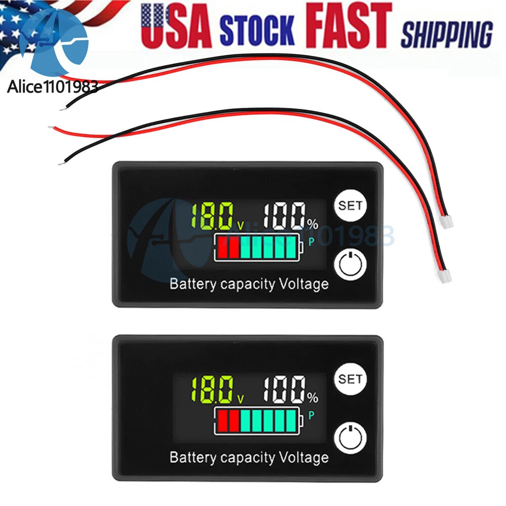 CRESTIN- 2X Digital 6133A Lcd Voltage Meter Dc8-100V Voltmeter Battery Power Dual Display