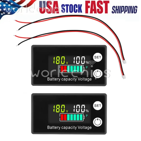 CRESTIN- 2X Digital 6133A Lcd Voltage Meter Dc8-100V Voltmeter Battery Power Dual Display