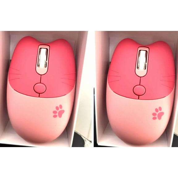 CRESTIN- 2X Wireless Compact Silent Mouse With Cute Cat Designs, 2.4Ghz Plug And Play Wir