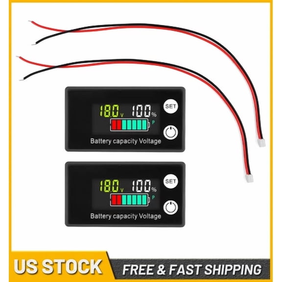 CRESTIN- 2Xlcd Battery Capacity Indicator Voltmeter Lithium Voltage Meter Tester Monitor