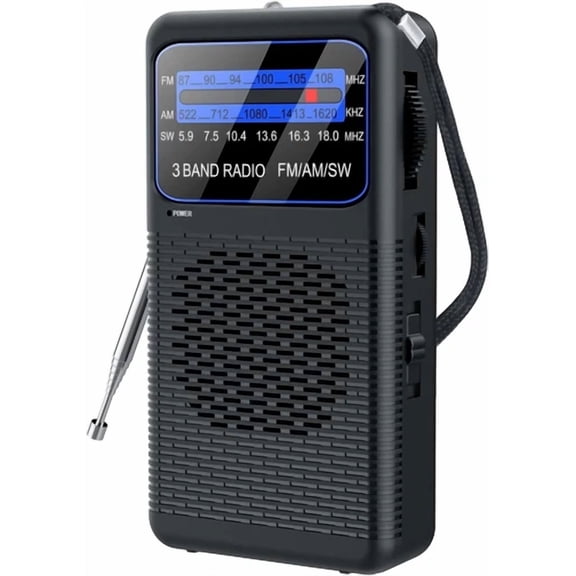 CRESTIN- 3 Band Pocket Radio, Portable Am Fm Sw Battery Operated Radio With Shortwave, Ba