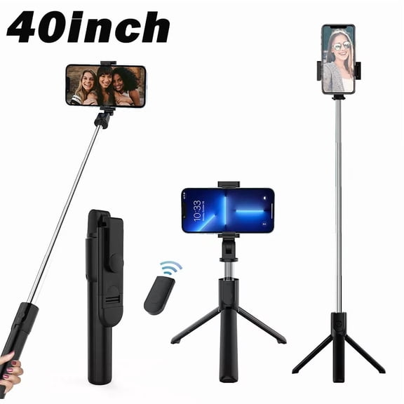 CRESTIN- 3-In-1 Foldable Selfie Stick 40" For Tiktok/Youtube - Wireless Remote