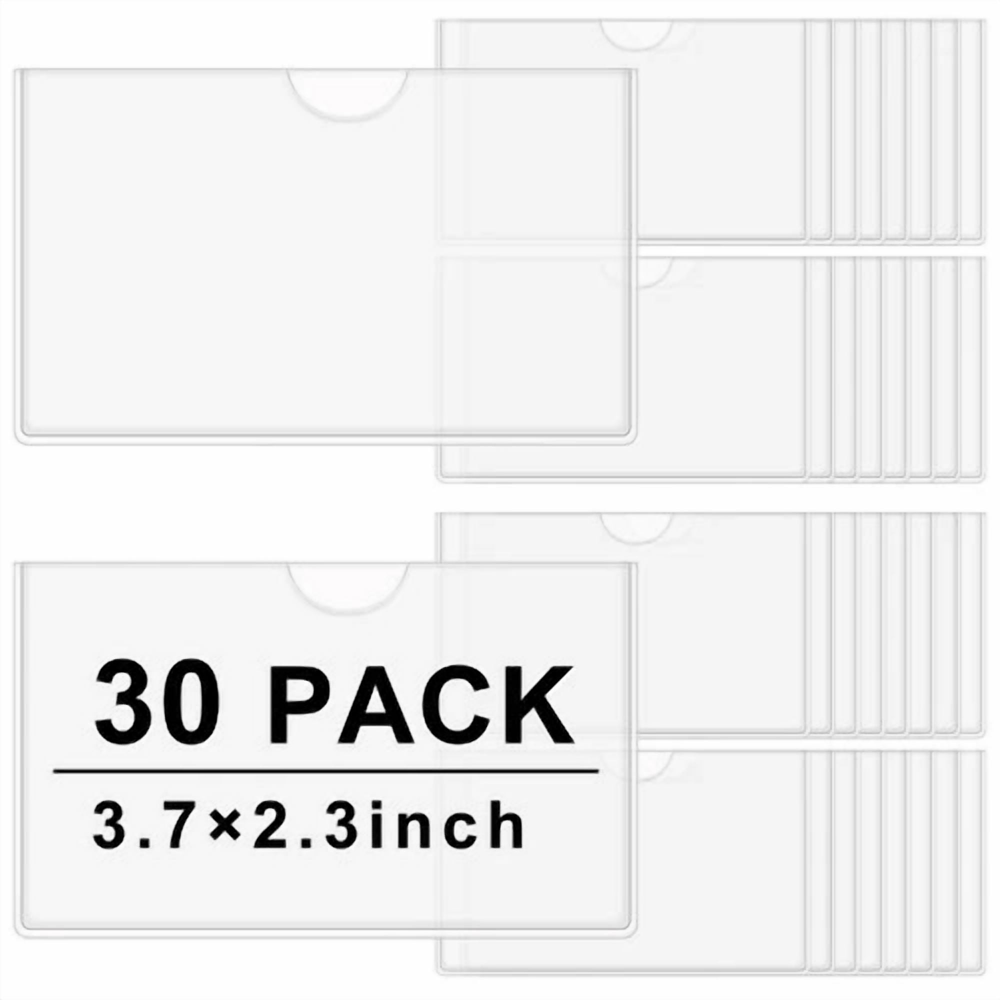 CRESTIN- 30 Pack 3.7X2.3 Clear Self Adhesive Label Pockets Index Card Pockets Card Holder