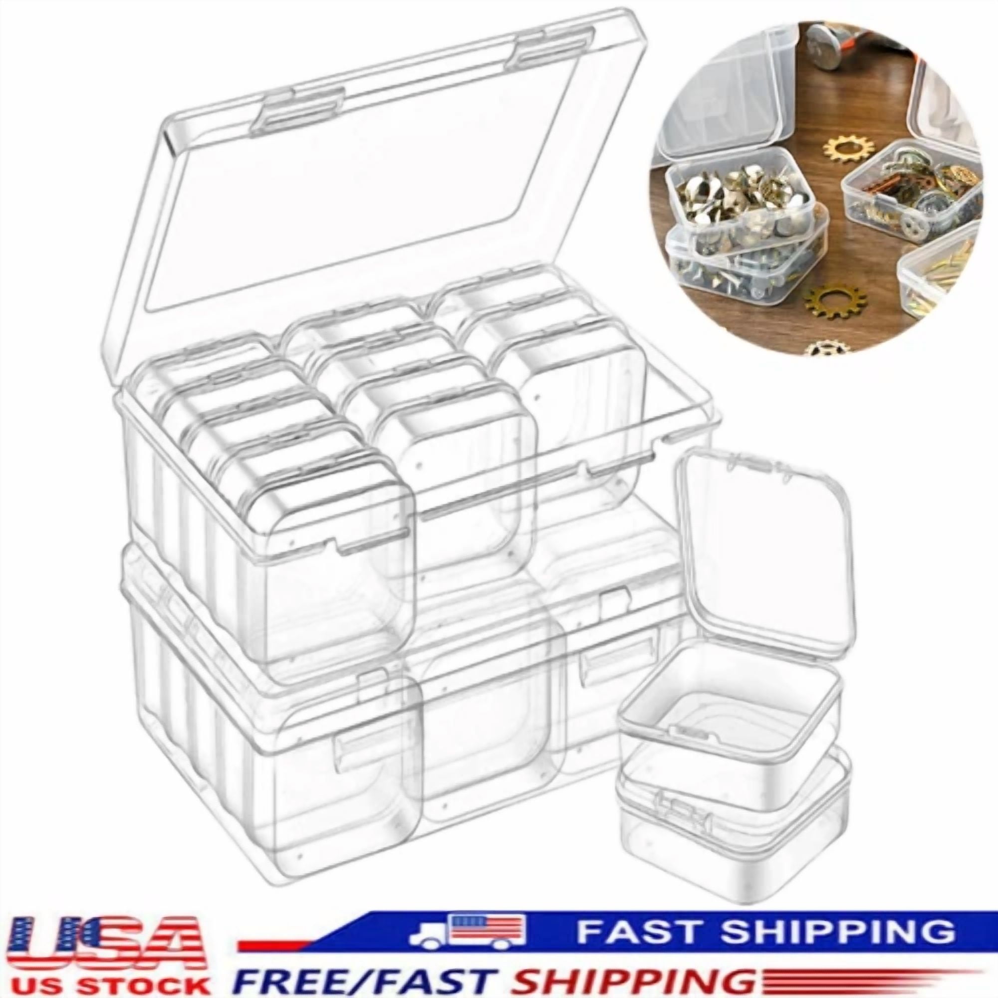 CRESTIN- 30 Pcs Clear Jewelry Box Plastic Bead Storage Craft Container Earrings Organizer