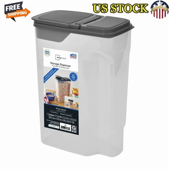 CRESTIN- 32 Cup Large Cereal Dispenser Clear Plastic Kitchen Storage Container Organizer