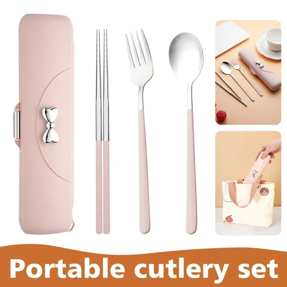 CRESTIN- 3Pcs/Set Cutlery Set 304 Stainless Steel Dinnerware Table Kitchen Tableware Pink