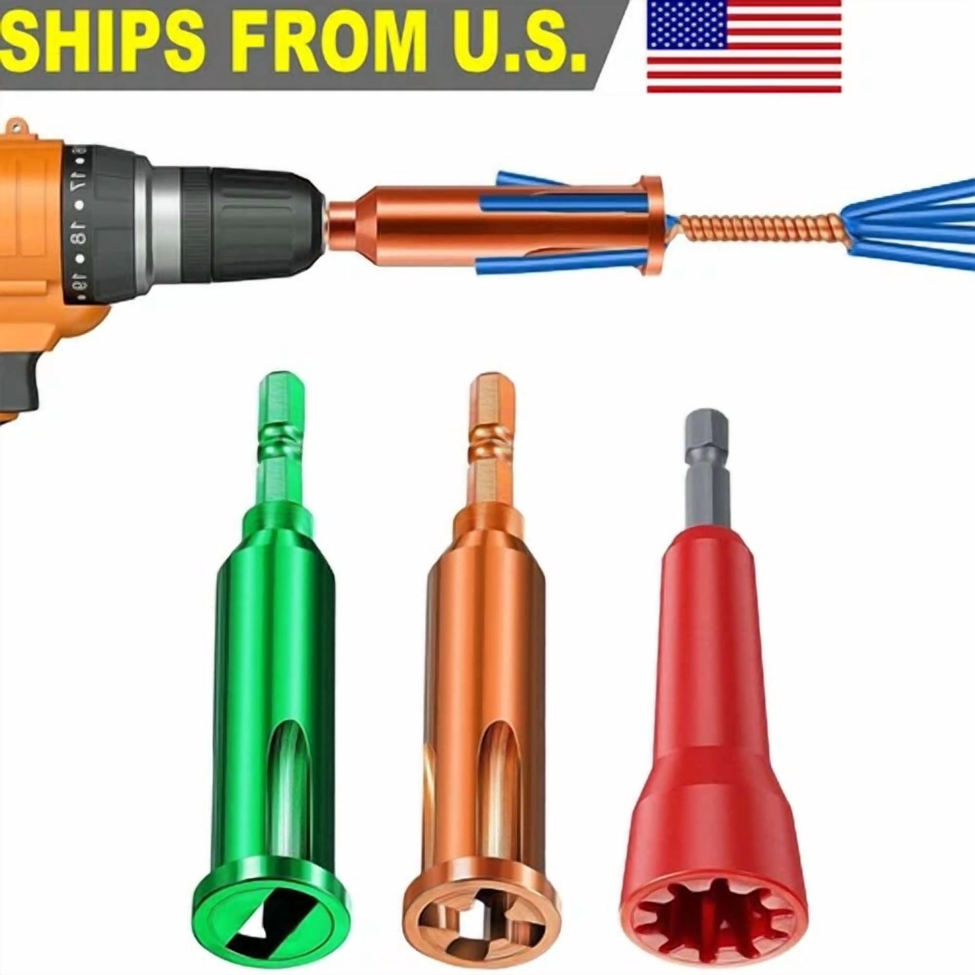 CRESTIN- 3X Wire Stripping&Twisting Tool Electrical Drill Wire Stripper Cable Nut Twister