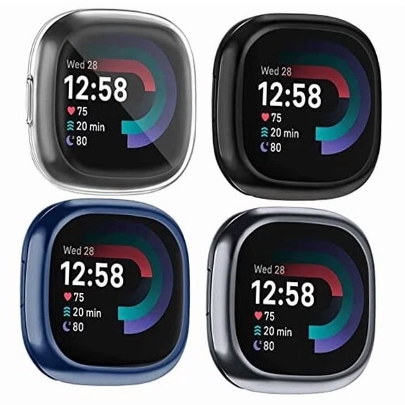 CRESTIN- [4 Pack] Screen Protector Case Compatible For Fitbit Sense 2 / Fitbit Versa 4,