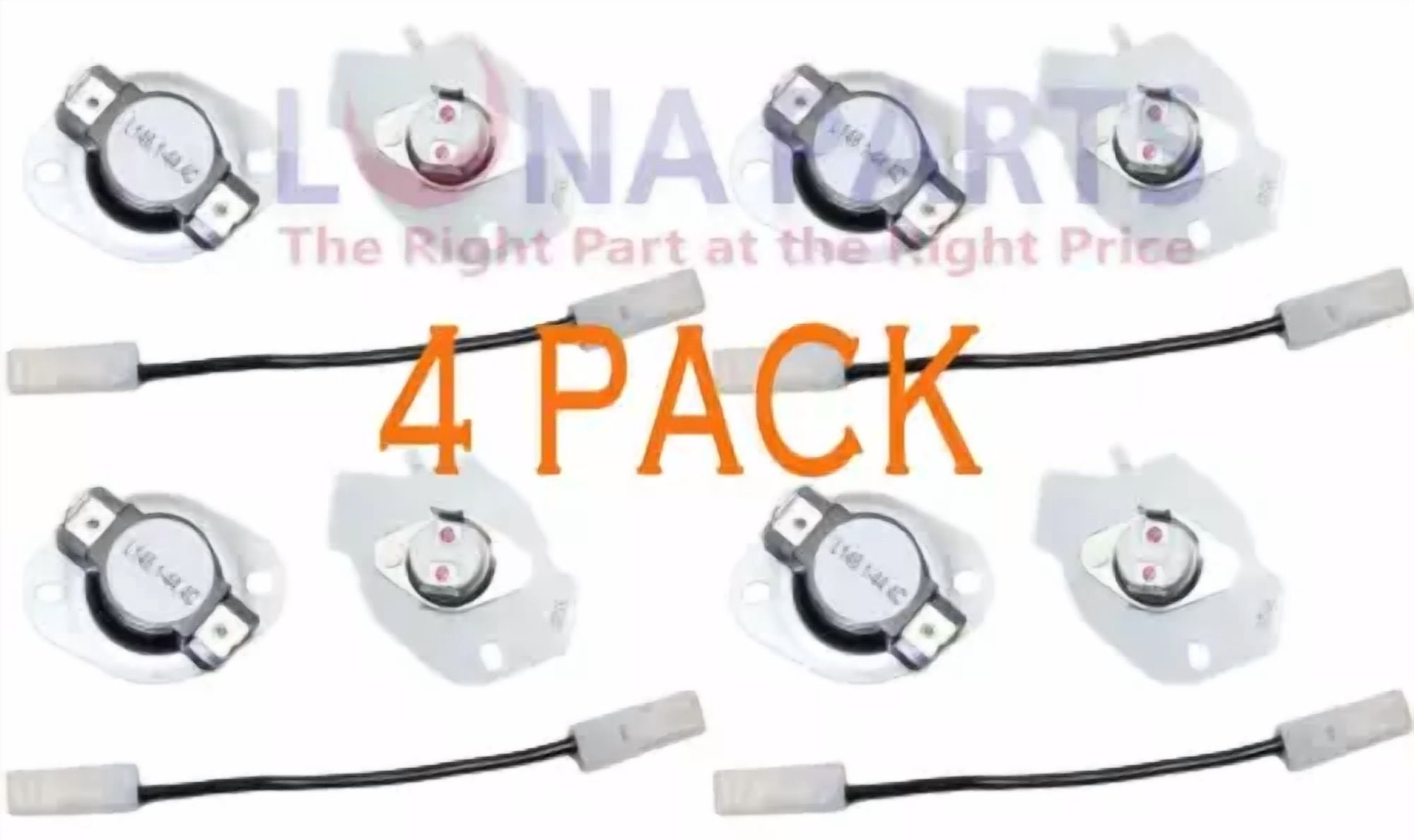 CRESTIN- (4 Pack) W10480709 Dryer Thermostat Kit W11050897, W10423382, 3403140