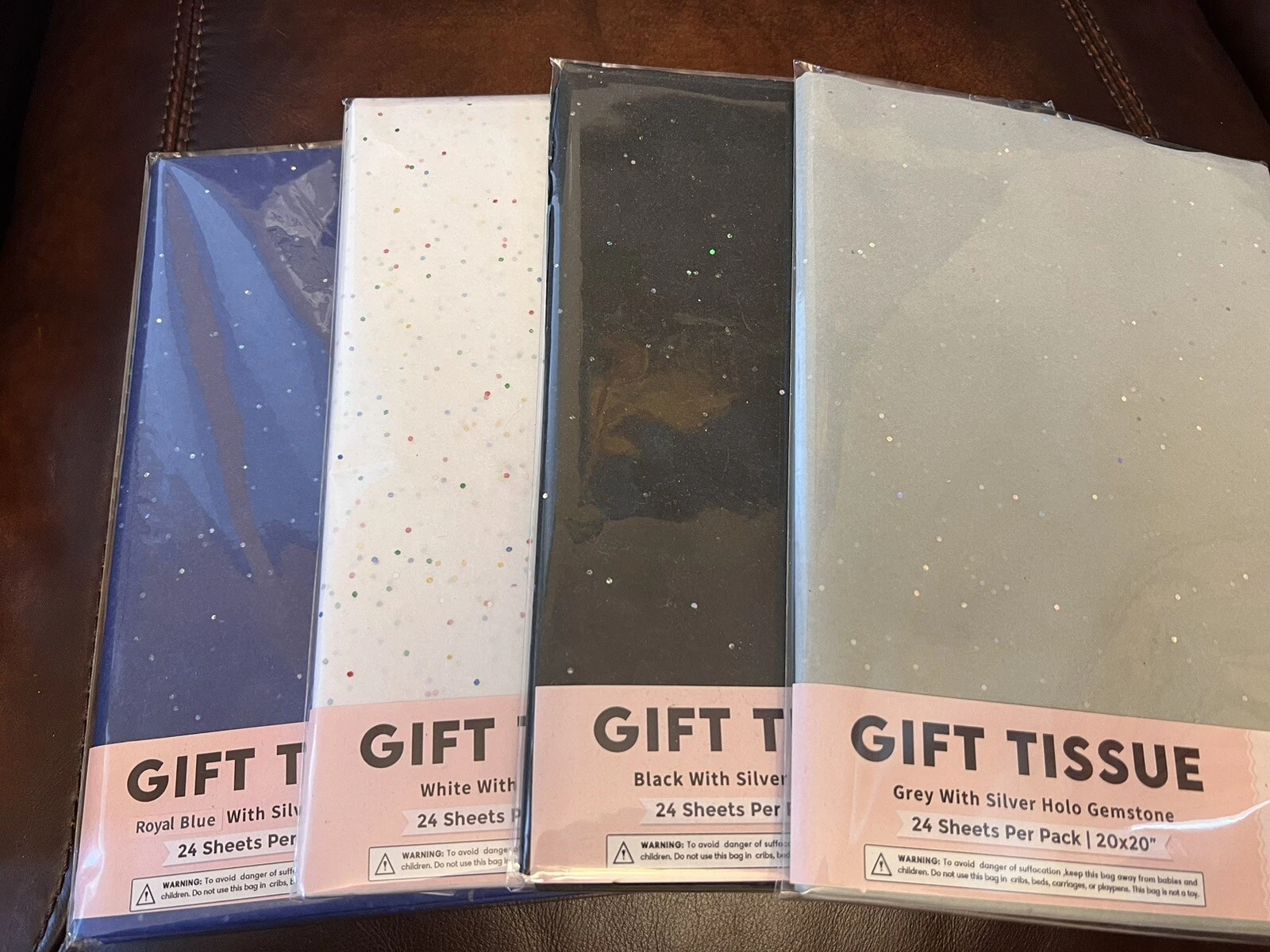 CRESTIN- 4 Packs Bundle! Glitter Tissue Paper For Gifts, Holidays, 20”*20”