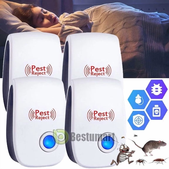 CRESTIN- 4 Pcs Ultrasonic Pest Reject Home Control Electronic Repellent Mice Rat Repeller