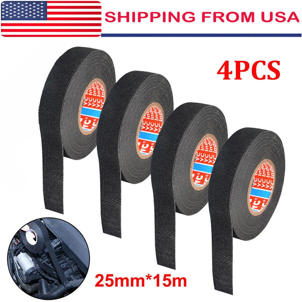 CRESTIN- 4* Rolls Cloth Tape Wire Electrical Wiring Harness Car Auto Suv Truck 19Mm*15M