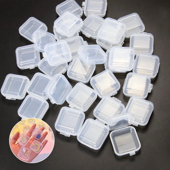 CRESTIN- 48 Pcs Clear Plastic Storage Boxes With Hinged Lid For Small Items And Crafts