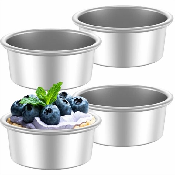 CRESTIN- 4Pcs Cake Bake Pan Non-Stick 4Inch Round Cake Tin Stainless Steel Cake Vemol?+