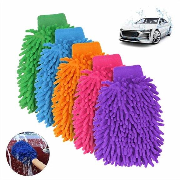 CRESTIN- 5 Pack Car Wash Mitt Microfiber Chenille Car Wash Mitt Scratch Free For Cars