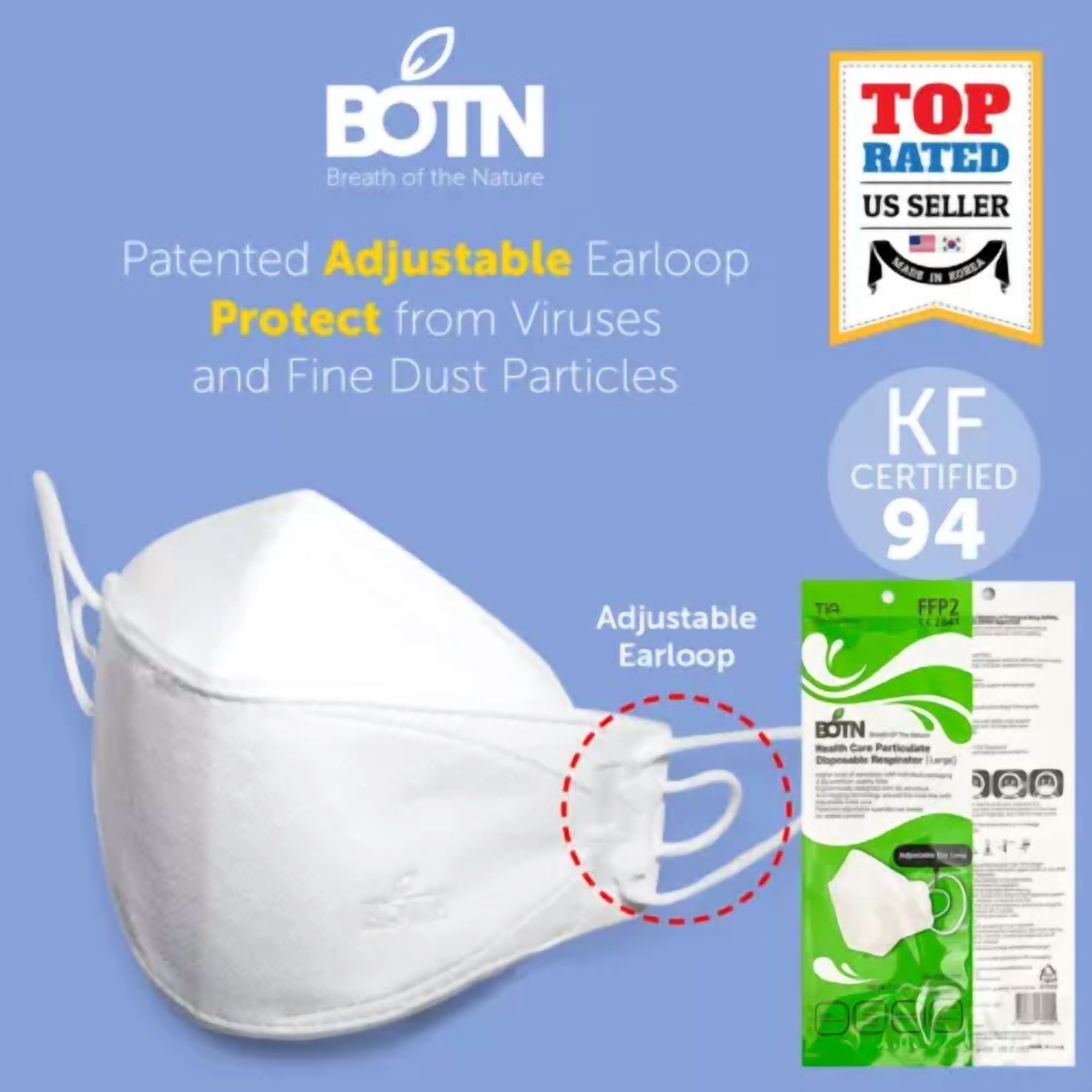 CRESTIN- 5 Pcs Kf94 White Protective Face Mask Adult Made In Korea Kfda Approved Tia Botn