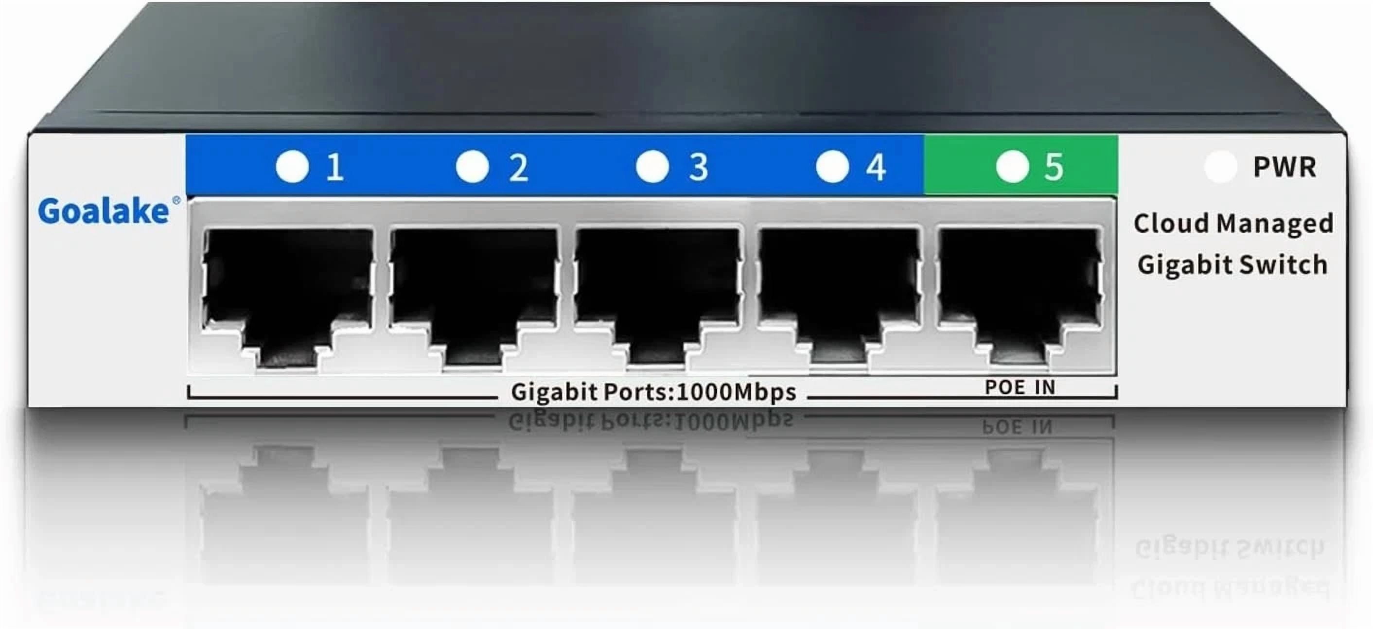 CRESTIN- 5 Port Gigabit Switch, Easy Smart Managed Ethernet Network Hub, Black