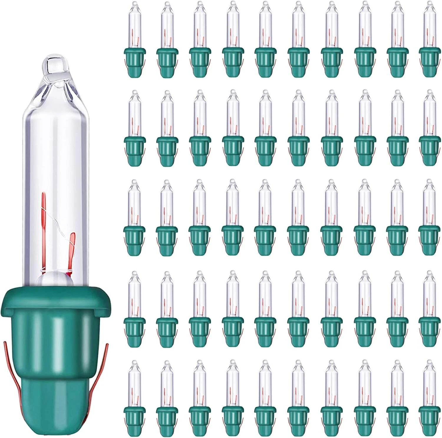 CRESTIN- 50 Count Mini Incandescent Christmas String Lights 2.5V Replacement Bulbs Green