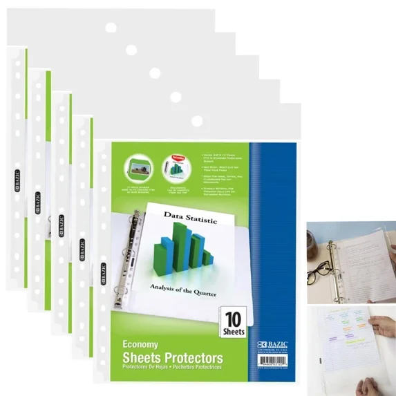 CRESTIN- 50 Sheet Protectors 8.5 X 11 In Clear Page Ring Plastic Sleeve ...