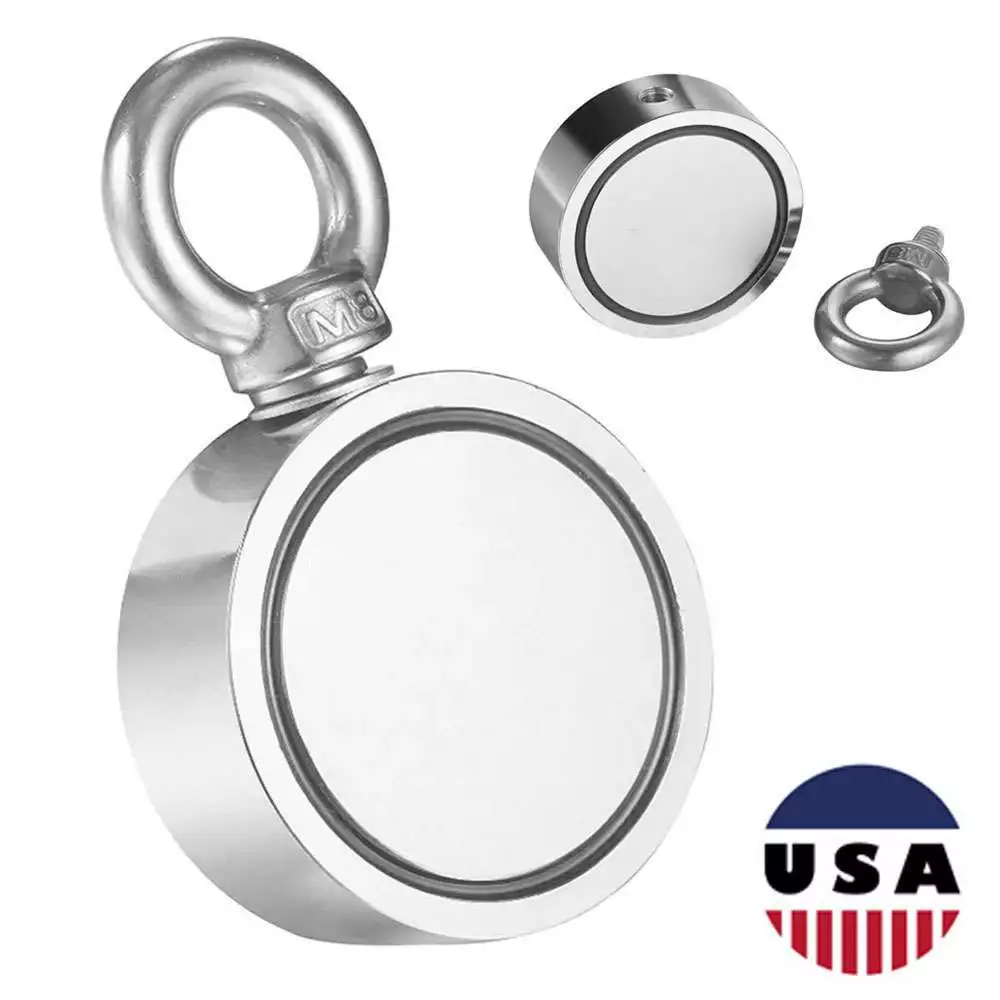CRESTIN- 500Lbs Double Sided Fishing Magnet Kit Strong Neodymium Pull Force Treasure Hunt