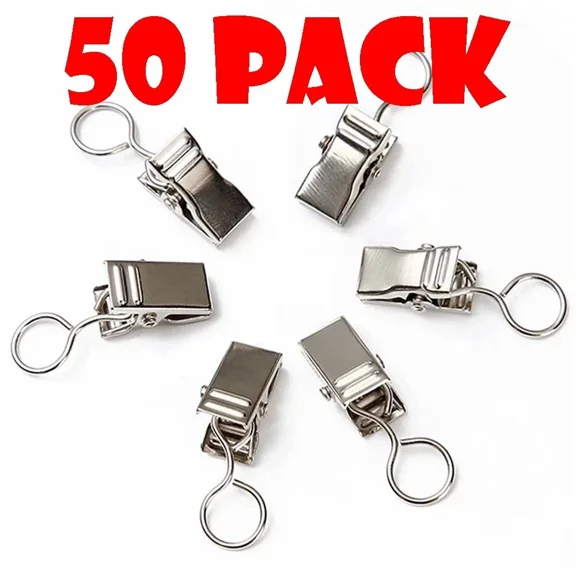 CRESTIN- 50Pcs Metal Spring Clasp Hanging Hook Clips For Curtains Tapestry Posters