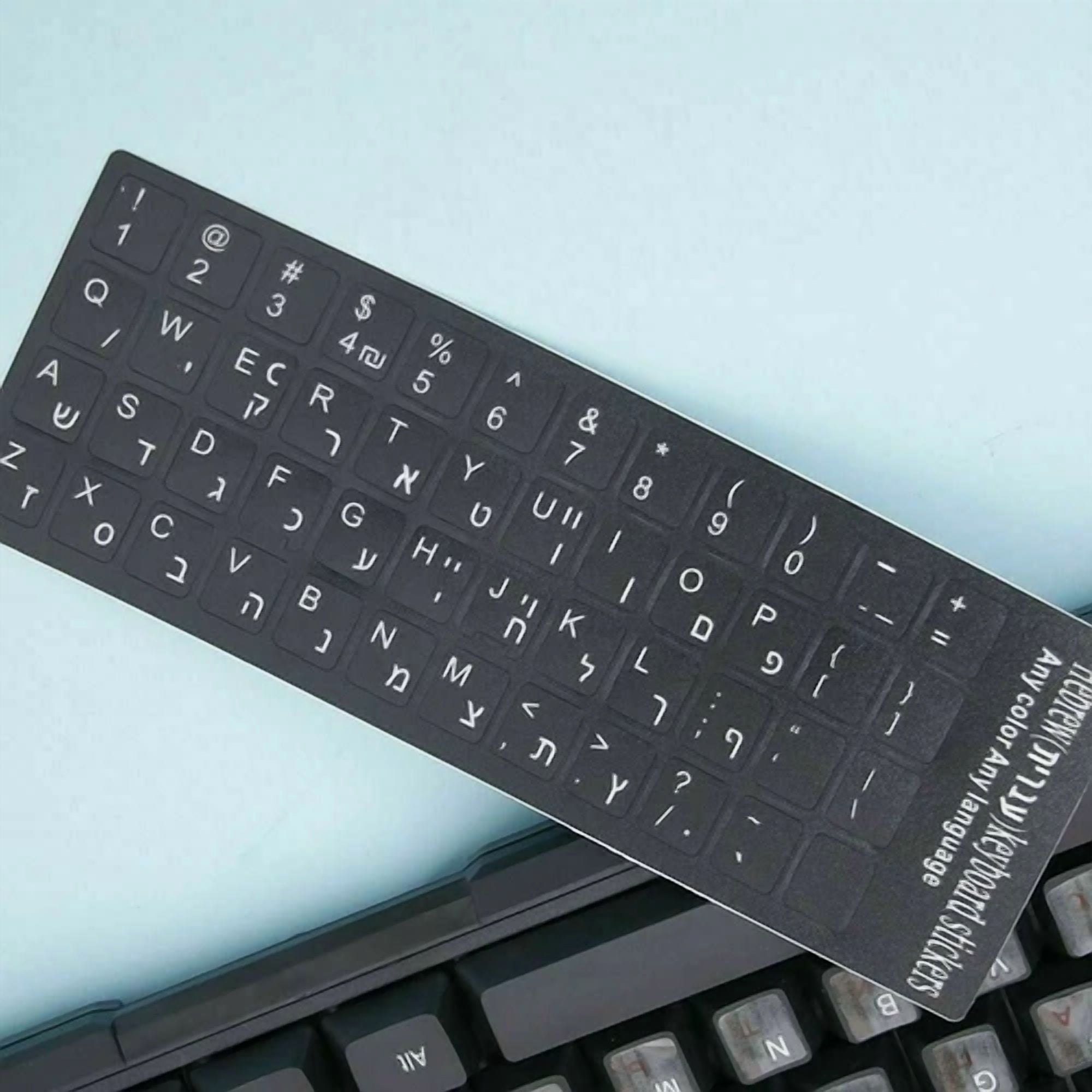 CRESTIN- ?5Pc Hebrew/English Alphabet Letters Keyboard Stickers For Computer Laptop