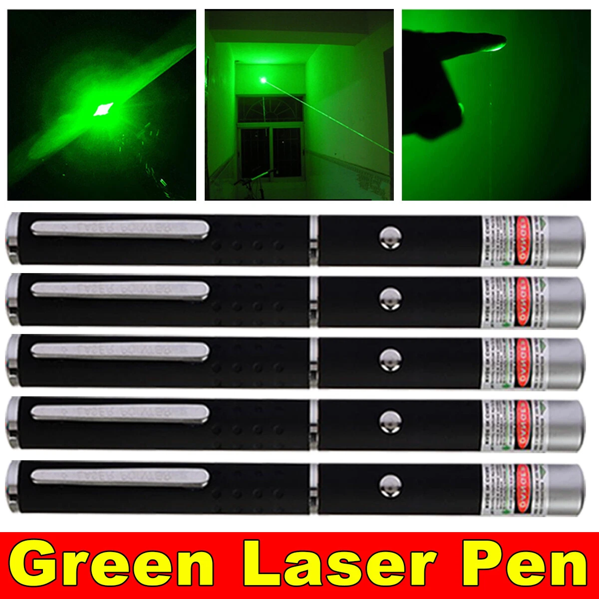 CRESTIN- 5Pcs 9900 Miles Mini Small Aaa Green Laser Pointer Pen Visible Beam Lazer 532Nm