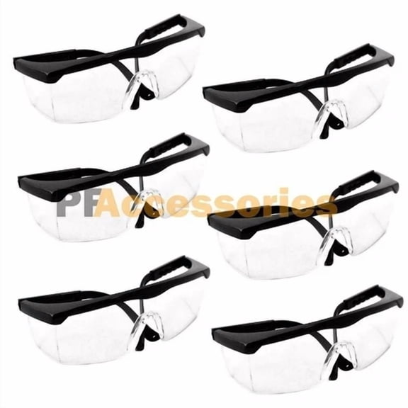 CRESTIN- 6 Pairs Protective Eye Goggles Safety Transparent Glasses For Work Medical Lab