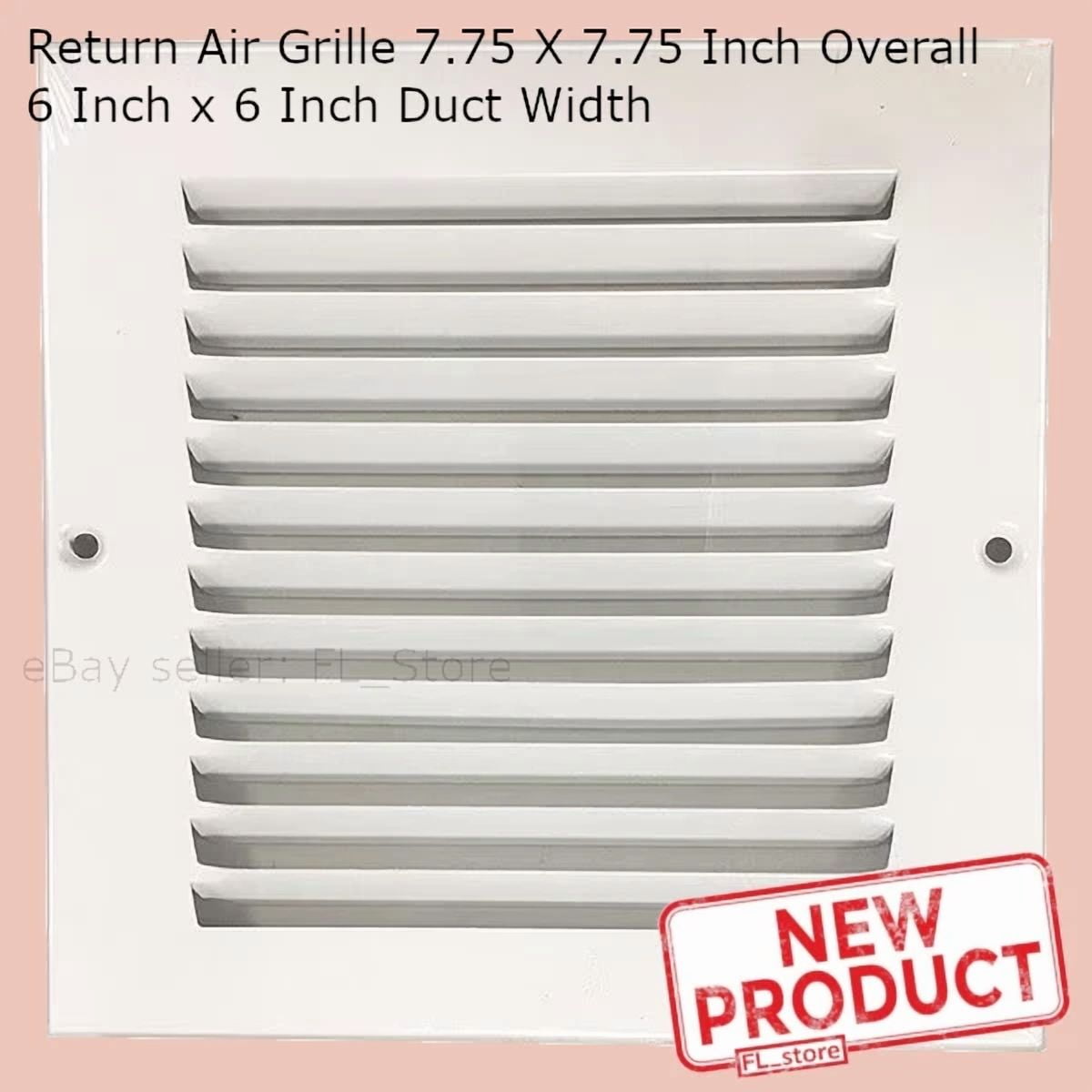 CRESTIN- 6 X 6" Duct Size Air Return Vent Cover Grille Steel Wall Sidewall Ceiling White