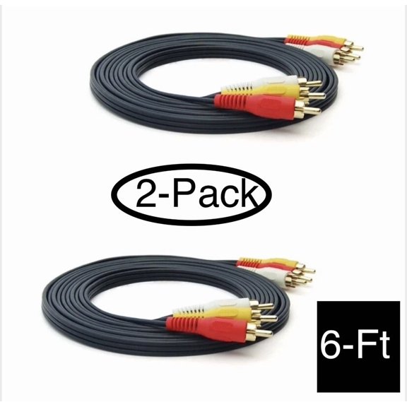 CRESTIN- 6Ft 3Rca Red White Yellow Composite Stereo Audio Video Av Cable Cord Vcr Dvd 2Pk