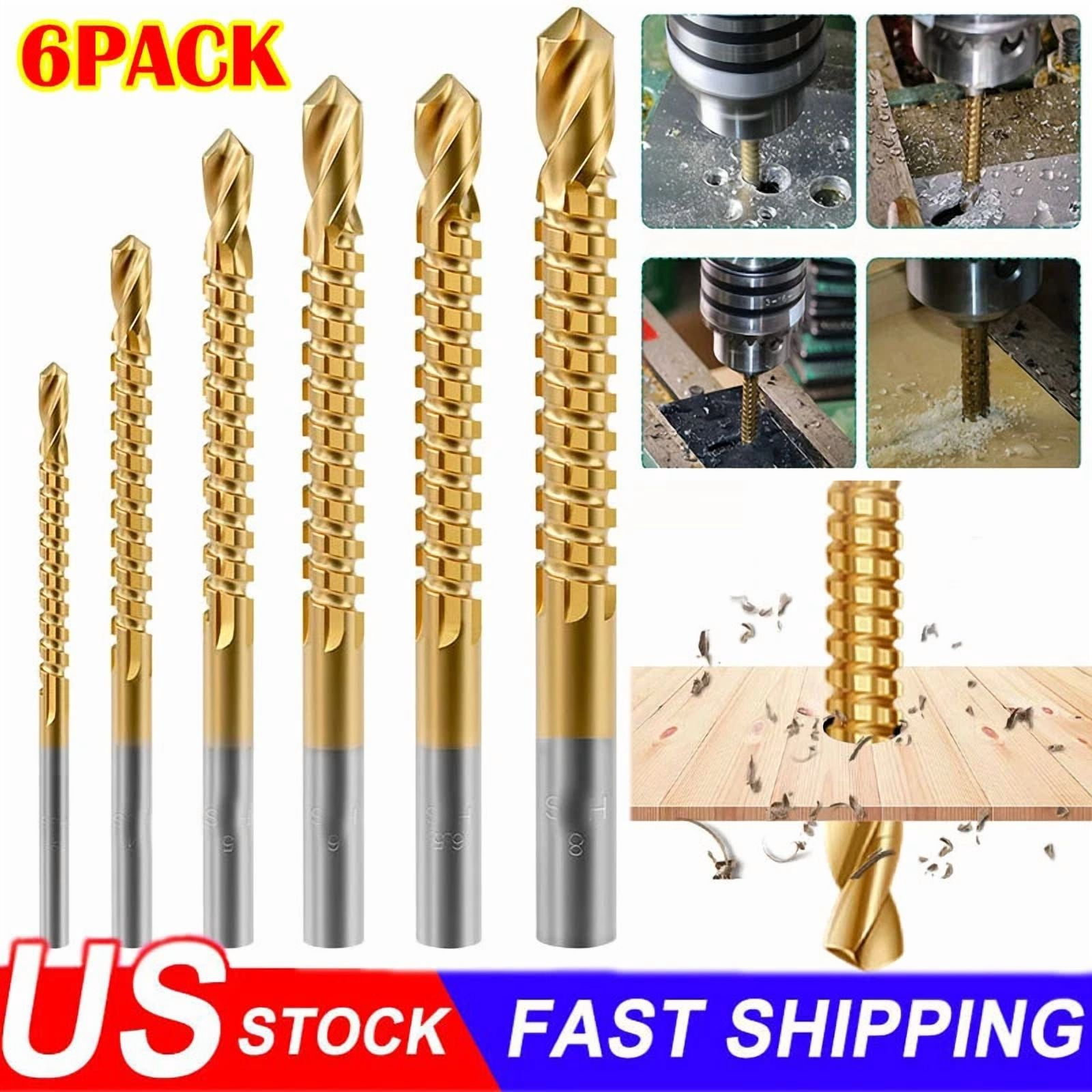 CRESTIN- 6Pc Twist Drill Bit Set Power Tool Accessories Screw Holes For Wood Metal 20%Off