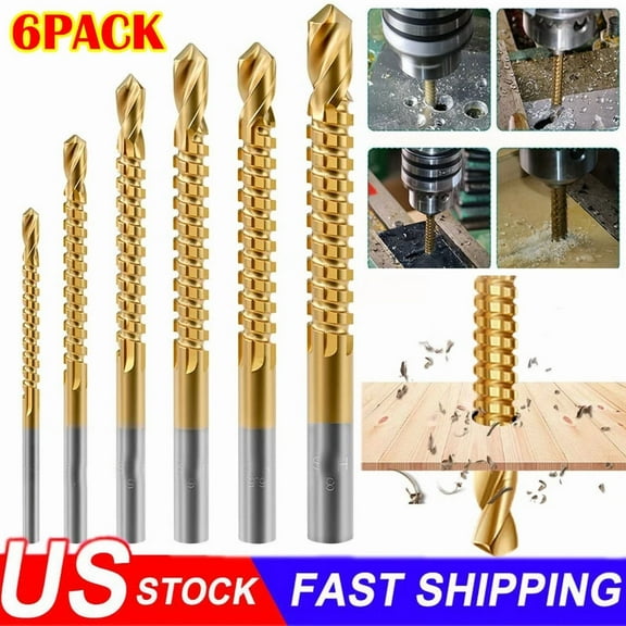 CRESTIN- 6Pc Twist Drill Bit Set Power Tool Accessories Screw Holes For Wood Metal 20%Off
