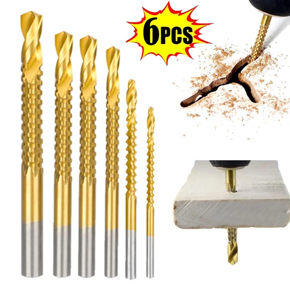 CRESTIN- 6Pc Twist Drill Bit Set Power Tool Accessories Screw Holes For Wood Metal 20%Off