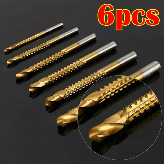 CRESTIN- 6Pc Twist Drill Bit Set Power Tool Accessories Screw Holes For Wood Metal 20%Off